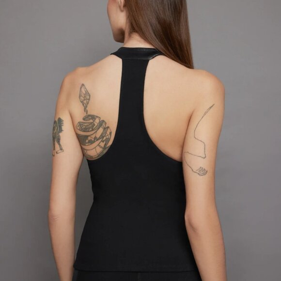 NWT Carbon38 Tuxedo Mock Neck Top in Black - Picture 2 of 4